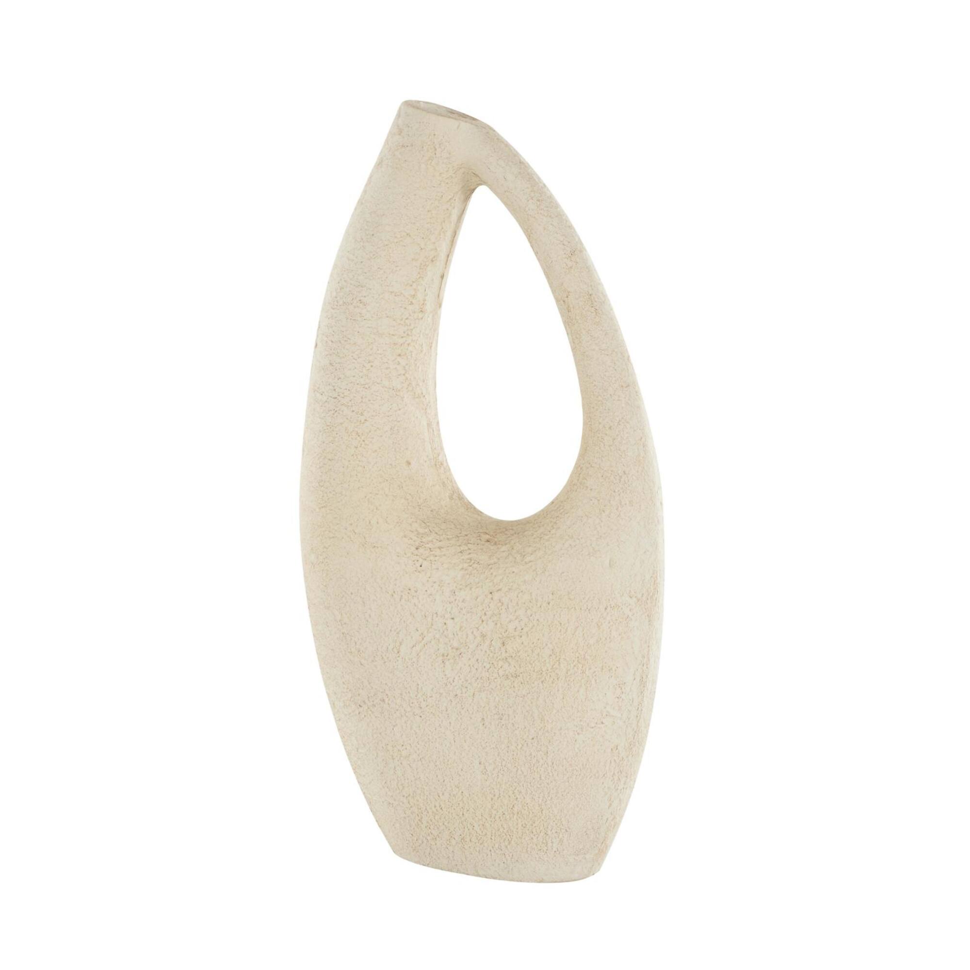 14" Cream Abstract Cutout Paper Mache Vase